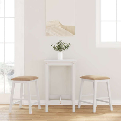 Sillas De Bar 2 Uds Madera Maciza Blanca Caucho