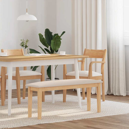 Banco 110 Cm Madera Maciza Caucho Blanco