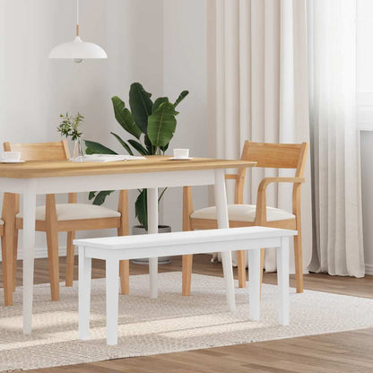 Banco 110 Cm Madera Maciza Caucho Blanco