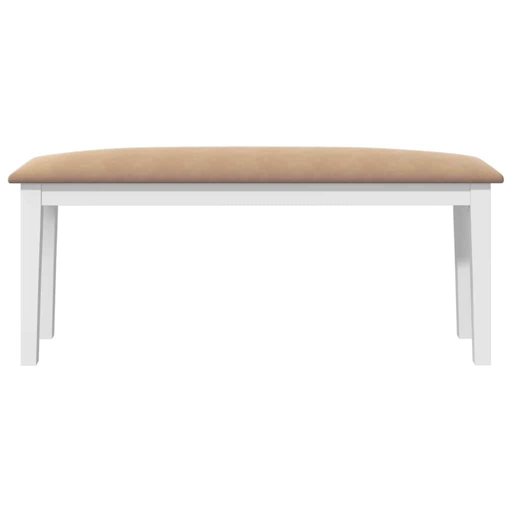Banco 110 Cm Madera Maciza Caucho Blanco