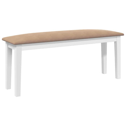 Banco 110 Cm Madera Maciza Caucho Blanco