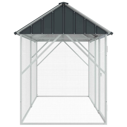 Jaula Para Aves Antracita 227 X 112 X 141 Cm Acero Galvanizado