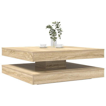 Mesa De Centro Giratoria 360 Grados Envejecida 70X70X34,5 Cm