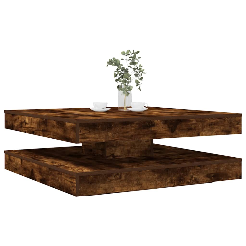 Mesa De Centro Giratoria 360 Grados Envejecida 70X70X34,5 Cm