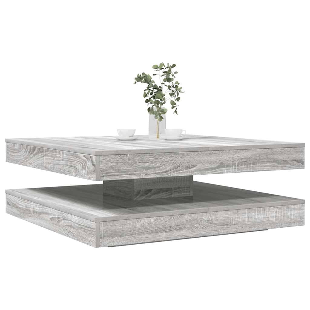 Mesa De Centro Giratoria 360 Grados Envejecida 70X70X34,5 Cm
