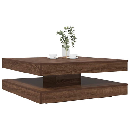 Mesa De Centro Giratoria 360 Grados Envejecida 70X70X34,5 Cm