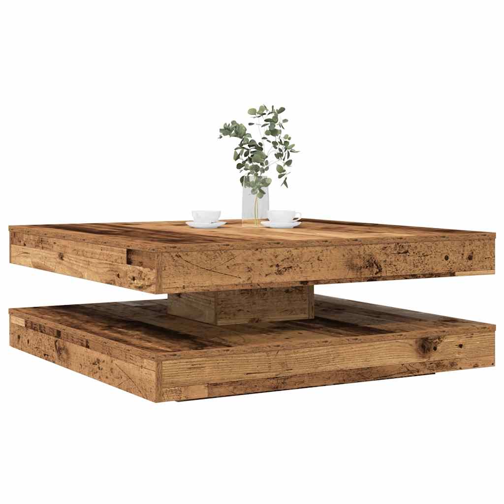 Mesa De Centro Giratoria 360 Grados Envejecida 70X70X34,5 Cm