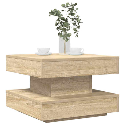 Mesa De Centro Giratoria 360 Grados Envejecida 70X70X34,5 Cm