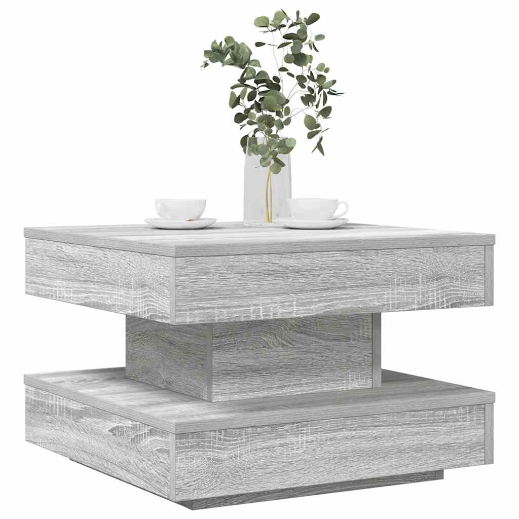 Mesa De Centro Giratoria 360 Grados Envejecida 70X70X34,5 Cm