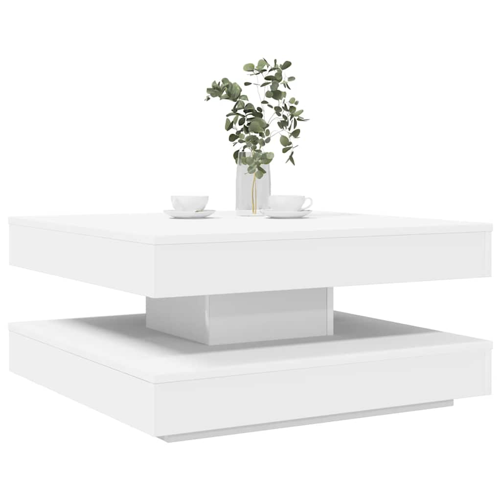 Mesa De Centro Giratoria 360 Grados Envejecida 70X70X34,5 Cm