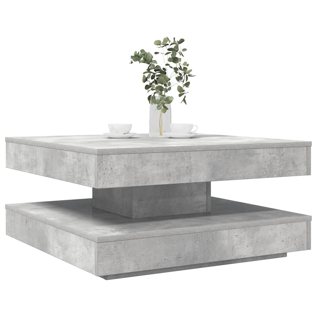 Mesa De Centro Giratoria 360 Grados Envejecida 70X70X34,5 Cm
