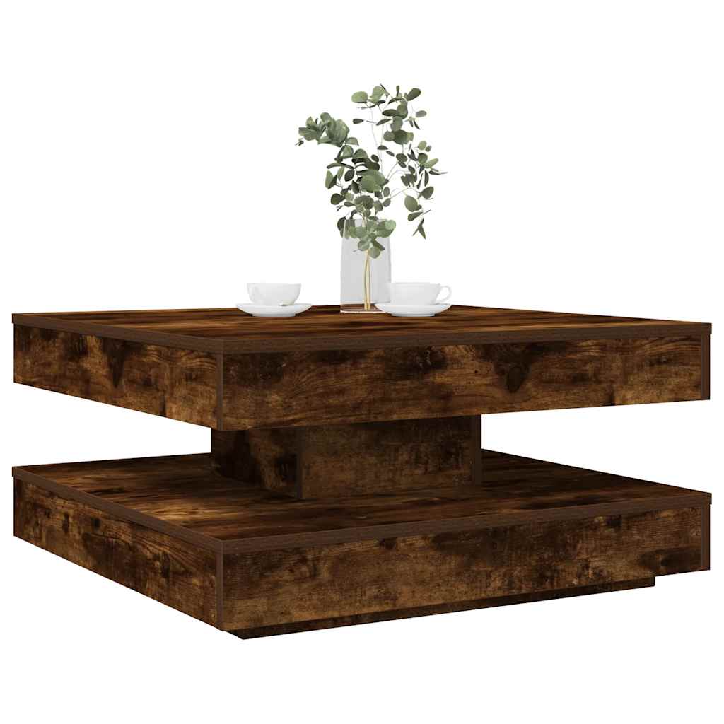 Mesa De Centro Giratoria 360 Grados Envejecida 70X70X34,5 Cm