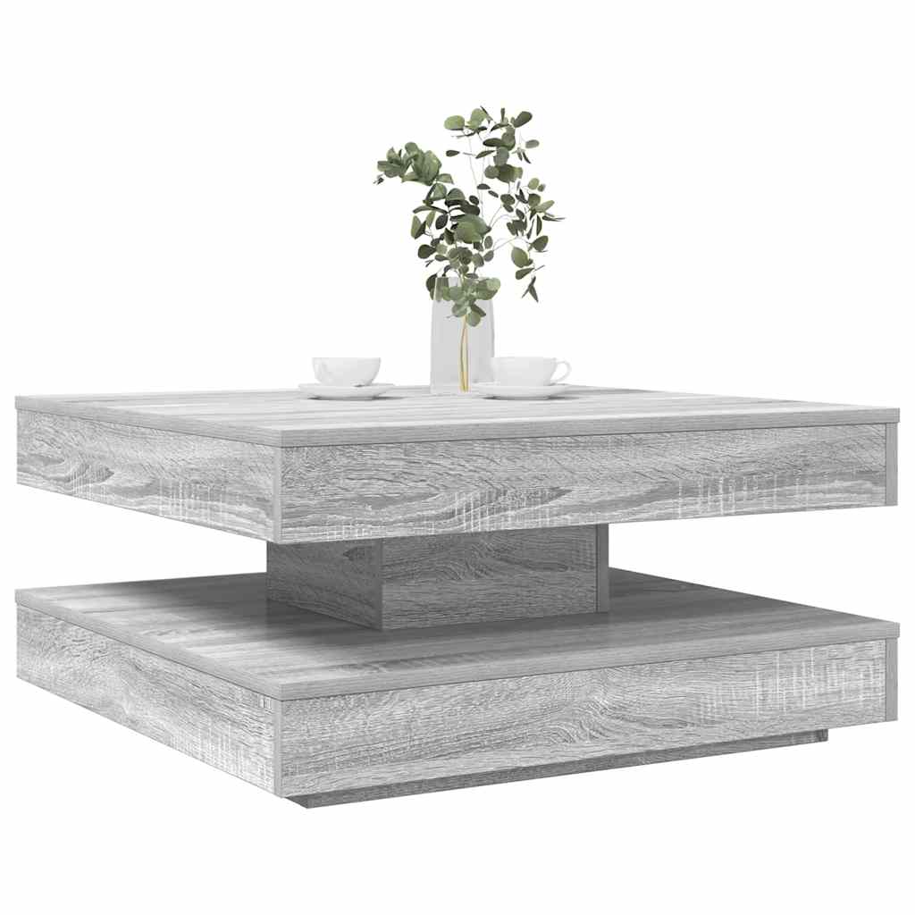 Mesa De Centro Giratoria 360 Grados Envejecida 70X70X34,5 Cm