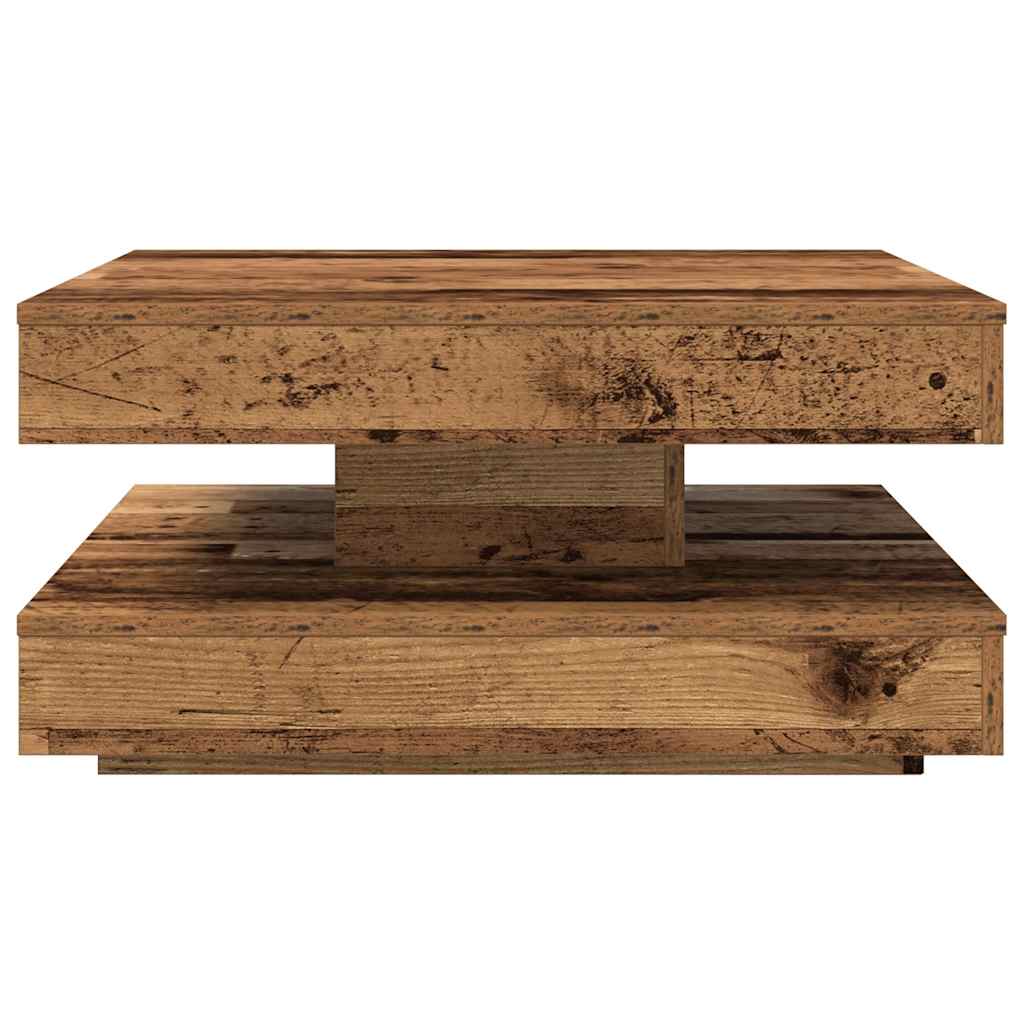 Mesa De Centro Giratoria 360 Grados Envejecida 70X70X34,5 Cm