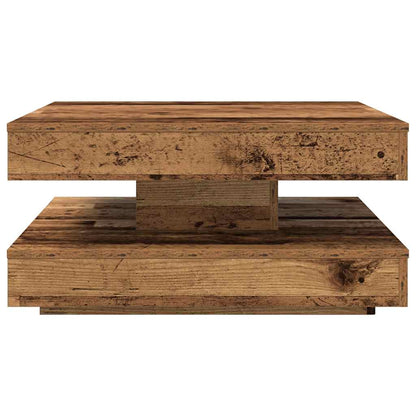Mesa De Centro Giratoria 360 Grados Envejecida 70X70X34,5 Cm