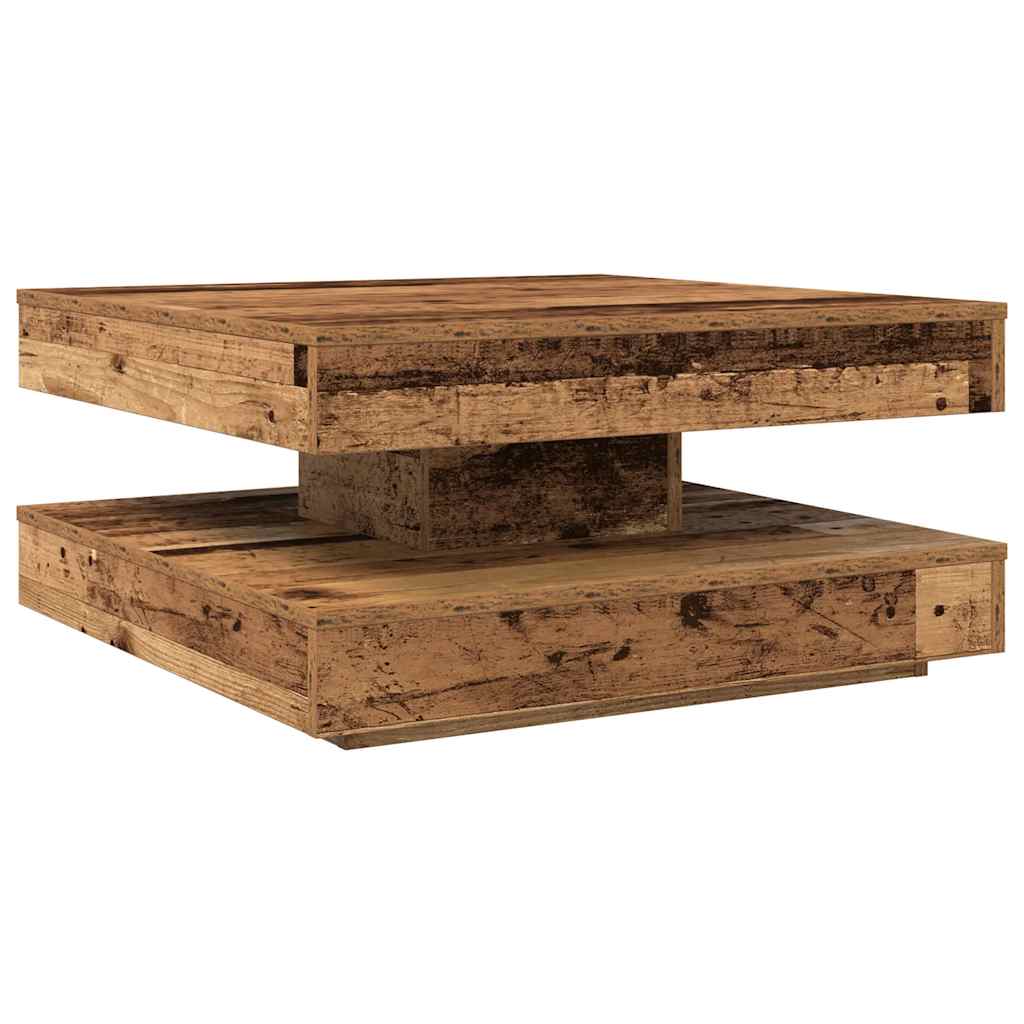 Mesa De Centro Giratoria 360 Grados Envejecida 70X70X34,5 Cm
