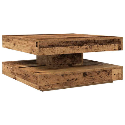 Mesa De Centro Giratoria 360 Grados Envejecida 70X70X34,5 Cm