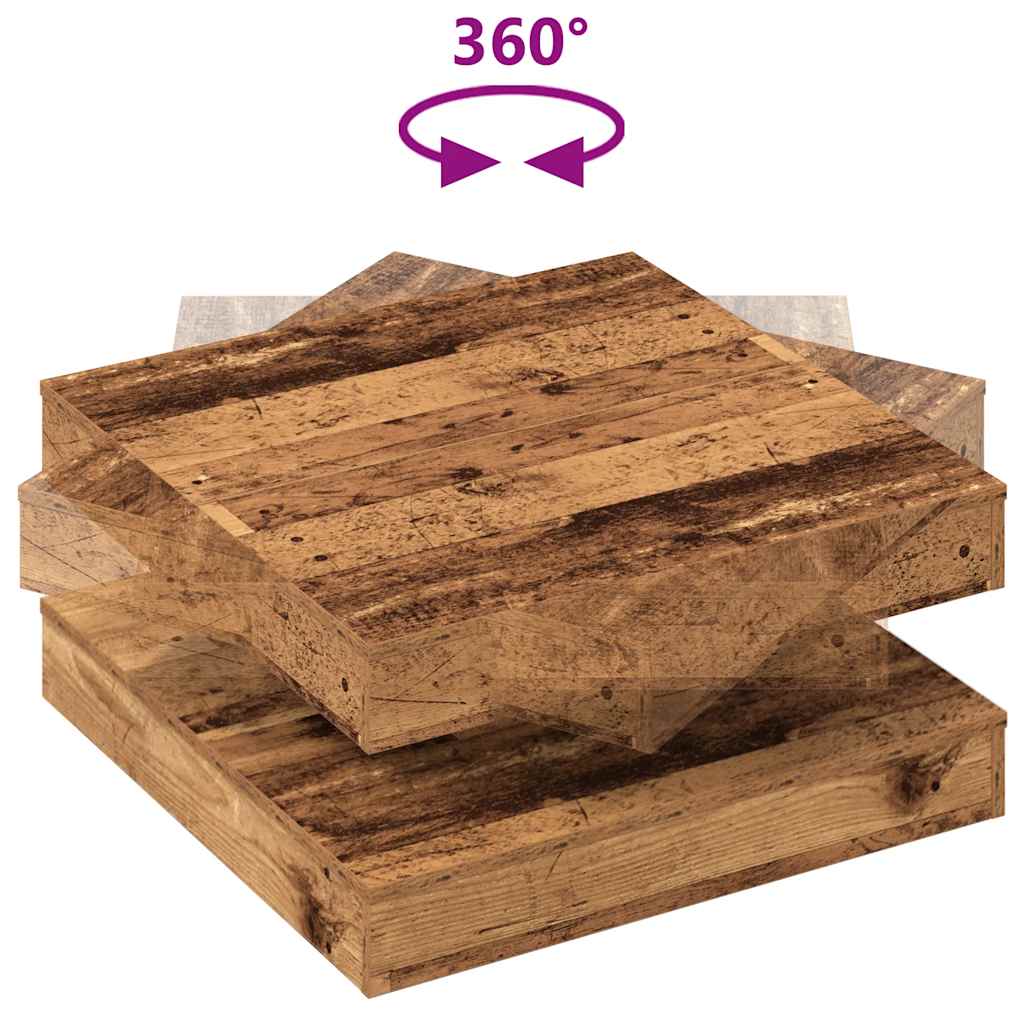 Mesa De Centro Giratoria 360 Grados Envejecida 70X70X34,5 Cm