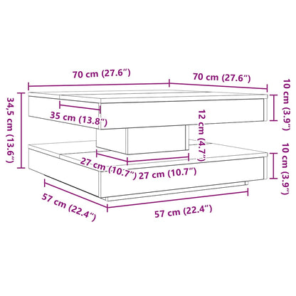 Mesa De Centro Giratoria 360 Grados Envejecida 70X70X34,5 Cm