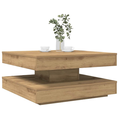 Mesa De Centro Giratoria 360 Grados Envejecida 70X70X34,5 Cm