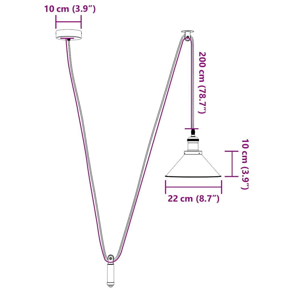 Lámpara Colgante Regulable En Altura E27 Ø 22Cm