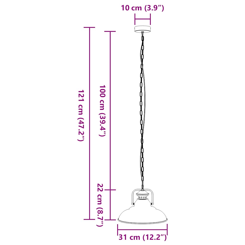 Lámpara Colgante E27 Negra Ø 31 Cm Hierro