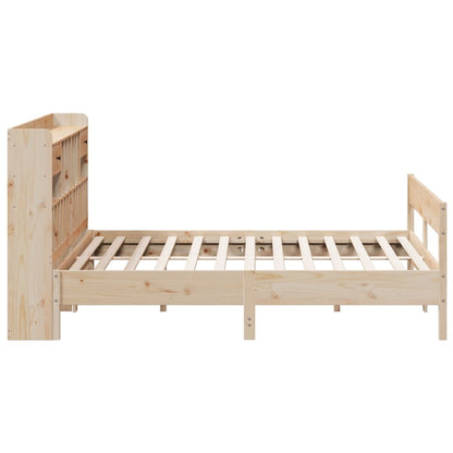 Cama Con Estantería Sin Colchón Madera Maciza De Pino 180X200Cm