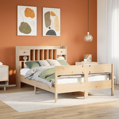 Cama Con Estantería Sin Colchón Madera Maciza De Pino 180X200Cm