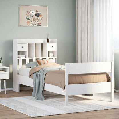 Cama Con Estantería Sin Colchón Madera Maciza De Pino 180X200Cm