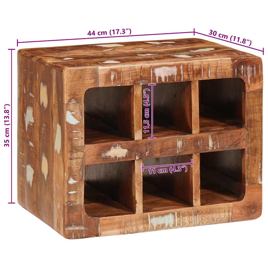 Estante De Vino Marrón 44 X 30 X 35 Cm Madera Sólida Recuperada