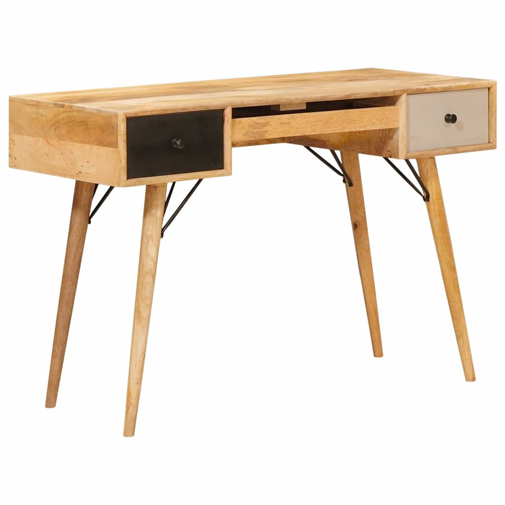 Escritorio Marrón 110 X 55 X 76 Cm Madera De Mango Maciza