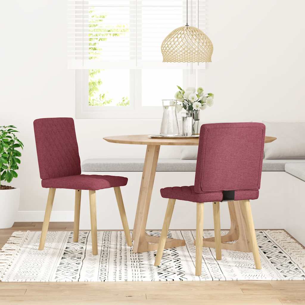 Sillas De Comedor 2 Unidades Tela Rojo Tinto