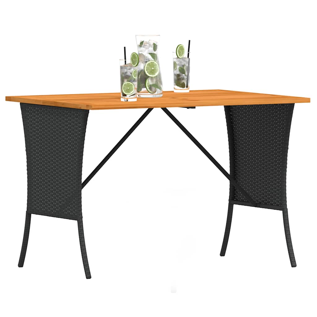 Mesa De Jardín Superficie De Madera Ratán Pe 105X75X72 Cm