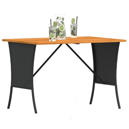Mesa De Jardín Superficie De Madera Ratán Pe 105X75X72 Cm