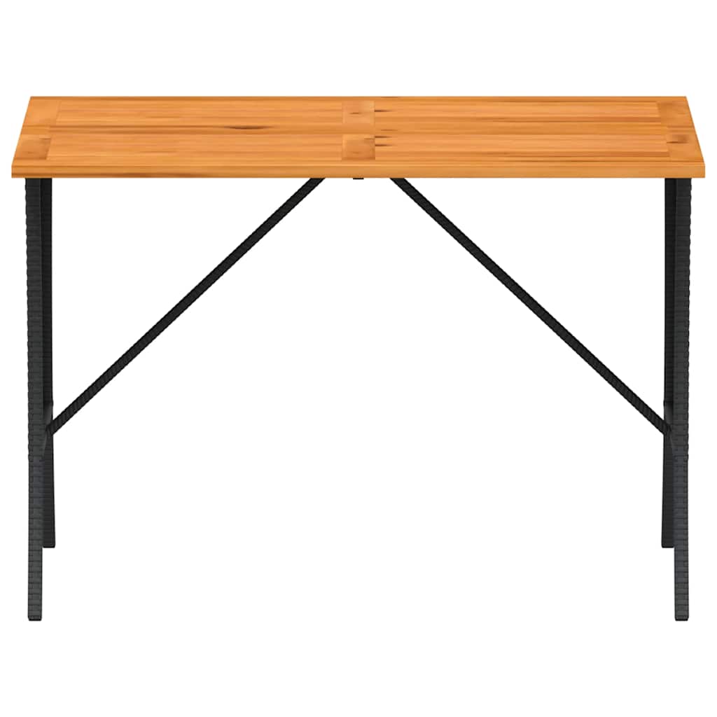 Mesa De Jardín Superficie De Madera Ratán Pe 105X75X72 Cm