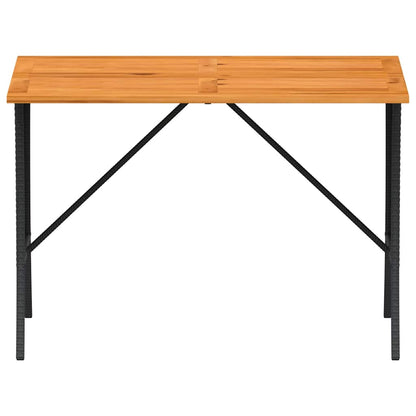 Mesa De Jardín Superficie De Madera Ratán Pe 105X75X72 Cm