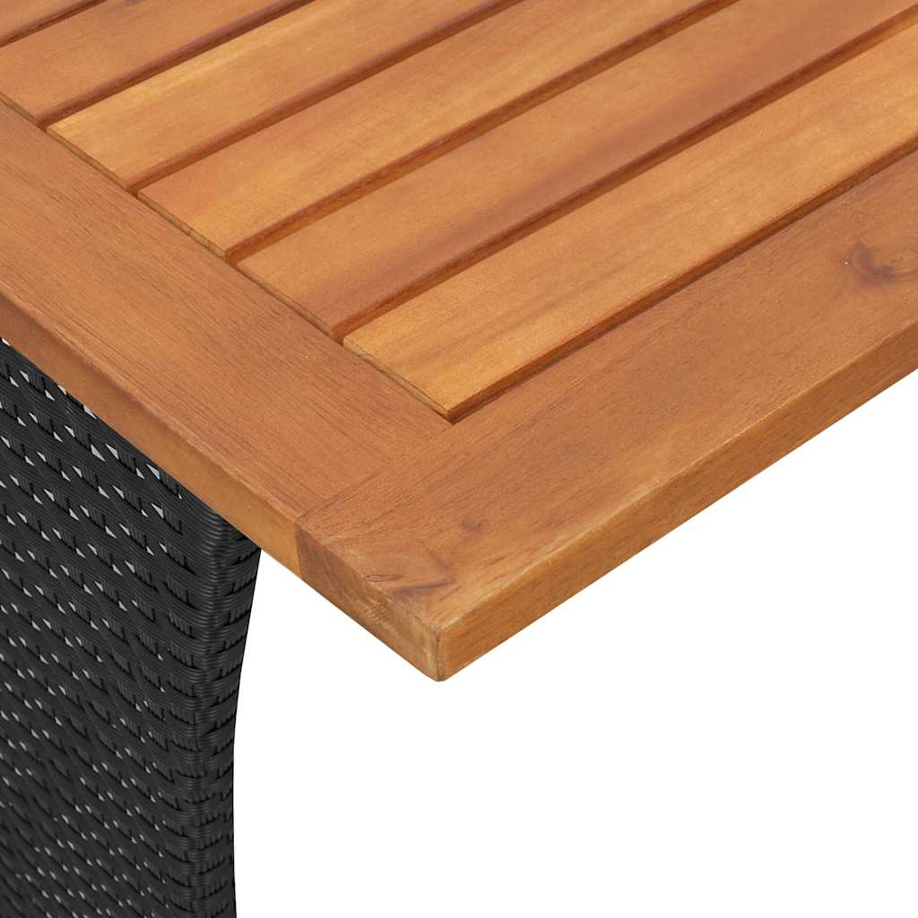 Mesa De Jardín Superficie De Madera Ratán Pe 105X75X72 Cm