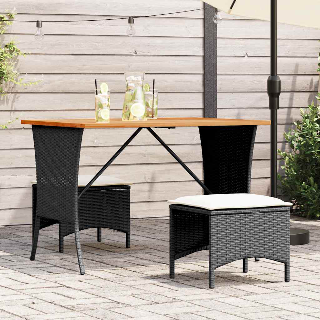 Mesa De Jardín Superficie De Madera Ratán Pe 105X75X72 Cm