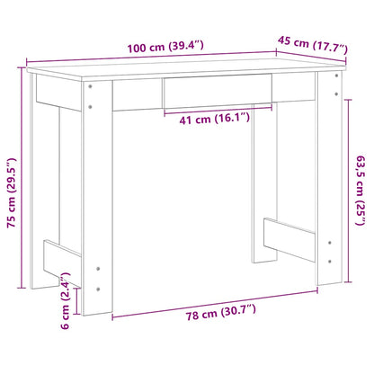 Escritorio De Madera De Ingeniería Envejecida 100X45X75 Cm