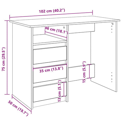 Escritorio De Madera De Ingeniería 102X50X75 Cm