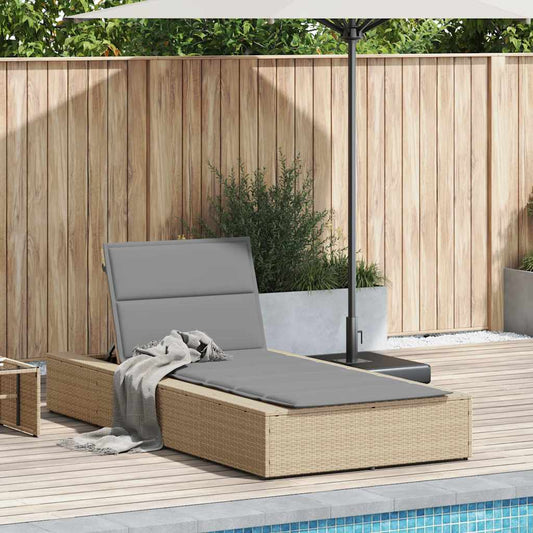 Tumbona Con Cojín Flotante Ratán Sintético Beige