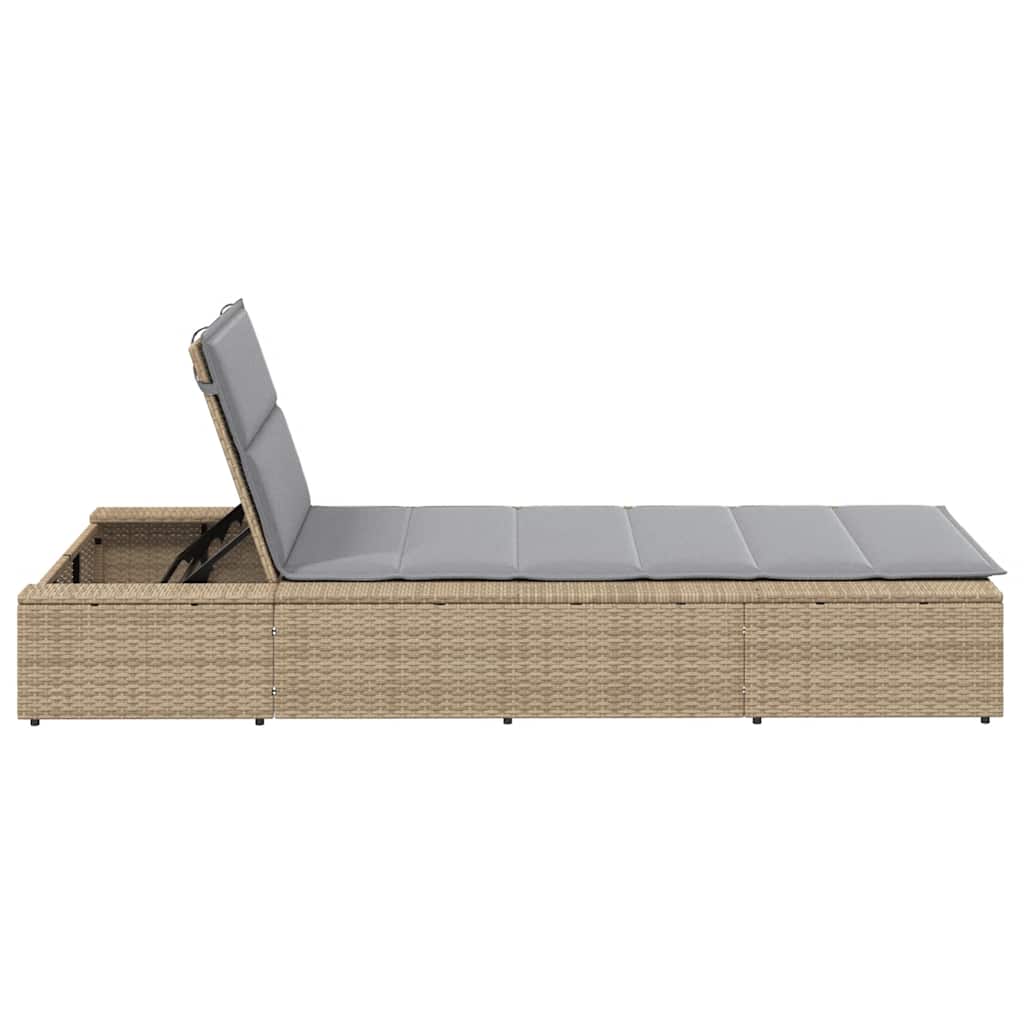 Tumbona Con Cojín Flotante Ratán Sintético Beige