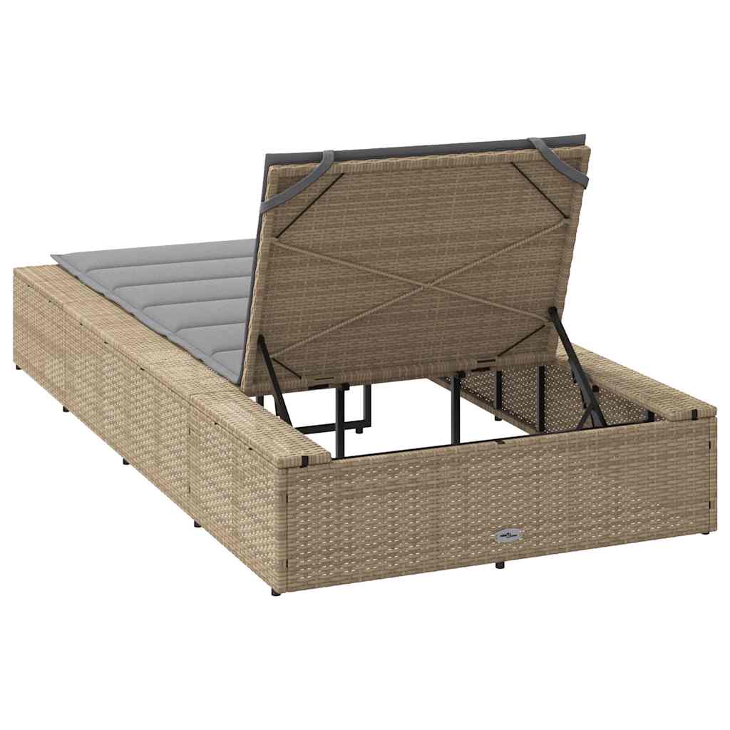Tumbona Con Cojín Flotante Ratán Sintético Beige
