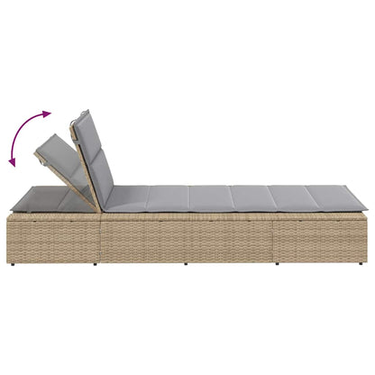 Tumbona Con Cojín Flotante Ratán Sintético Beige