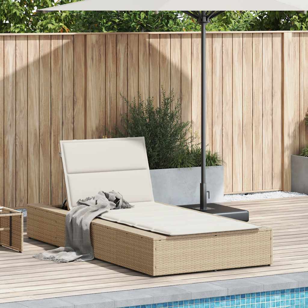 Tumbona Con Cojín Flotante Ratán Sintético Beige