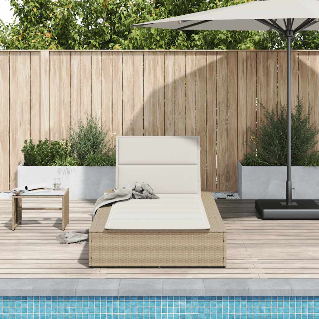 Tumbona Con Cojín Flotante Ratán Sintético Beige
