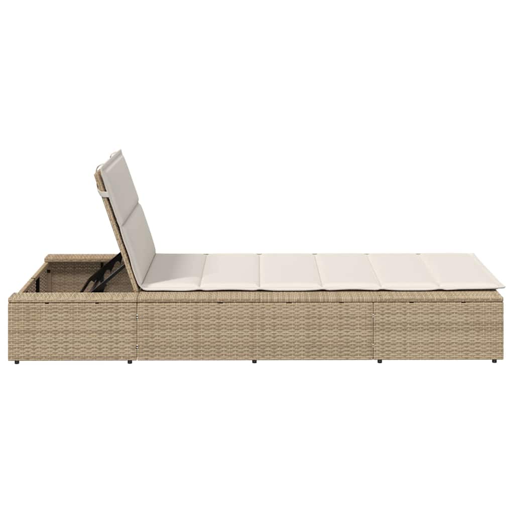 Tumbona Con Cojín Flotante Ratán Sintético Beige