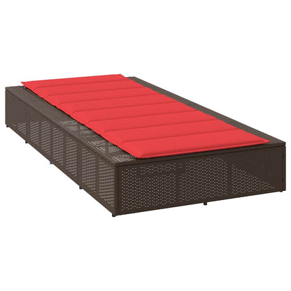 Tumbona Con Cojín Flotante Ratán Sintético Marrón