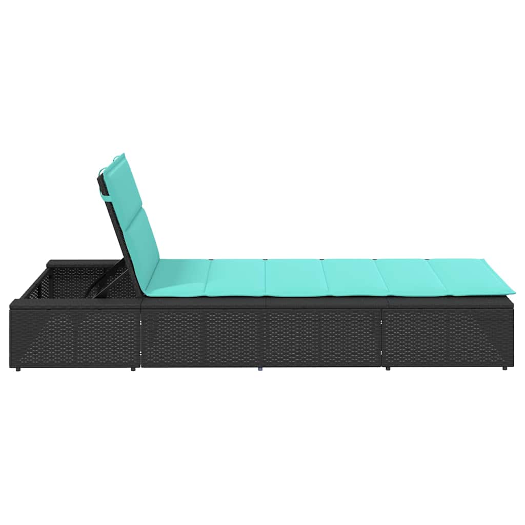 Tumbona Con Cojín Flotante Ratán Sintético Negro