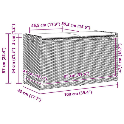 Banco De Almacenaje Con Cojín Marrón 100 Cm Ratán Sintético